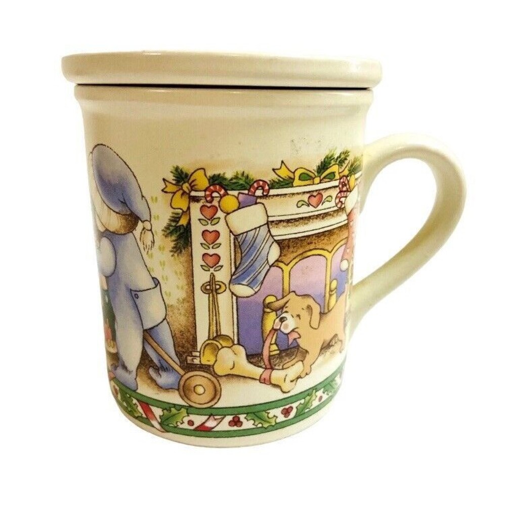 Country Kids Collectors Mug & Coaster Lid Set Christmas Is Love Watkins Vintage